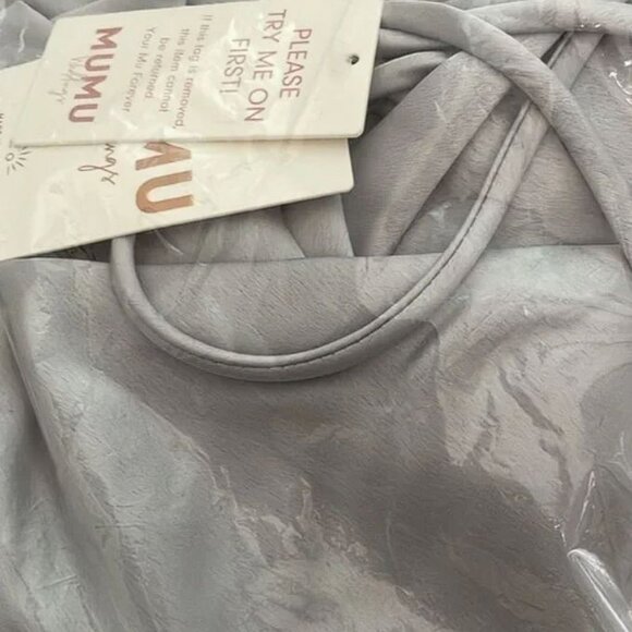 Show Me Your MuMu Verona Cowl Dress in Silver Luxe Satin Size Small NWT - Picture 4 of 6